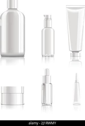 Kit de cosmétiques vierges réalistes avec flacons et récipients pour produits de soins de la peau et de salle de bains illustration vectorielle isolée Illustration de Vecteur