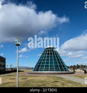 L'atrium et le dôme de la bibliothèque Terrell, la lumière du ciel à l'université d'État de Washington à Pullman, Washington, Etats-Unis; bibliothèques universitaires de campus. Banque D'Images