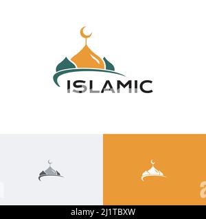 Mosquée Dome Centre islamique étude de prière Islam logo de la communauté musulmane Illustration de Vecteur