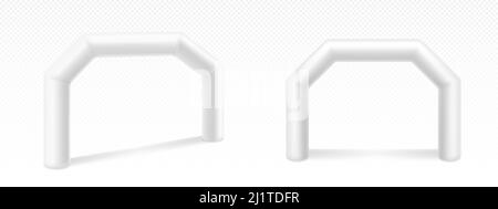 Arches gonflables pour la publicité, les courses, le marathon et les événements sportifs. Arcades vierges ou portail, terminer ou commencer sur la compétition sportive isolée sur blanc Illustration de Vecteur