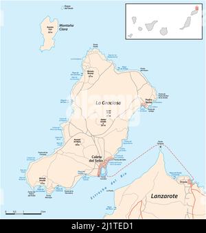 Carte vectorielle de l'île des canaries la Graciosa, Espagne Illustration de Vecteur