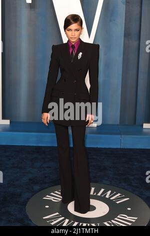 Zendaya participant à la Vanity Fair Oscar Party qui s'est tenue au Wallis Annenberg Center for the Performing Arts à Beverly Hills, Los Angeles, Californie, États-Unis. Date de la photo: Dimanche 27 mars 2022. Banque D'Images