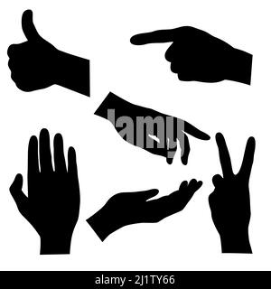 Définir l'illustration vectorielle des silhouettes à la main d'ail Illustration de Vecteur