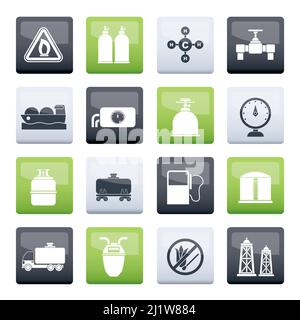 Objets et icônes de gaz naturel sur fond de couleur - ensemble d'icônes vectorielles Illustration de Vecteur