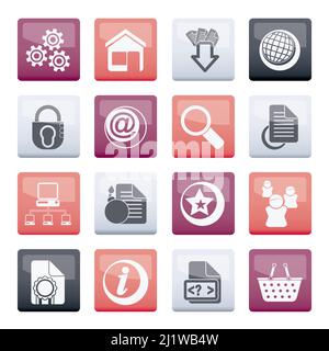 Icônes de site Web et Internet sur fond de couleur - ensemble d'icônes vectorielles Illustration de Vecteur