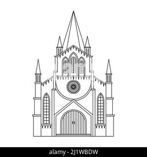 Illustration vectorielle de l'Église luthérienne. Bâtiment architectural religieux. Contour Illustration de Vecteur