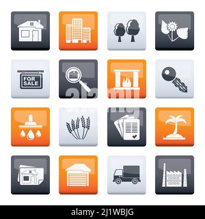 L'immobilier et de la construction - icônes Vector Icon Set Illustration de Vecteur