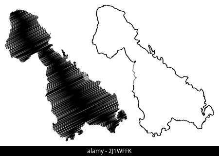 Illustration vectorielle de la carte de l'île de Malakula (archipel des nouvelles Hébrides, République de Vanuatu, Mélanésie), croquis de scribble carte de Malekula Illustration de Vecteur