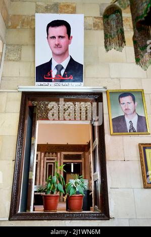 Syrie. Le culte d'Assad dans les rues de Damas. Banque D'Images