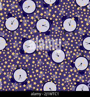 schéma fluide du réveil et des étoiles sur fond sombre. illustration vectorielle. Illustration de Vecteur