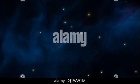 Nébuleuse cosmique bleue, nuages de poussière et de gaz dans l'espace. Naissance de nouvelles étoiles et galaxies. Univers sans limites, étoiles dans l'espace bleu. 3d rendu Banque D'Images