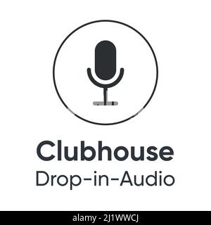 Icône microphone pour inviter dans Clubhouse. Silhouette noire sur fond blanc. Icône de microphone de diffusion. Illustration de Vecteur