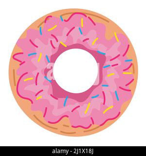 Beignet de glaçage rose. Illustration vectorielle en anneau isolée sur blanc. Icône anneau Illustration de Vecteur