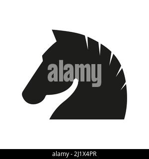 Icône noire de la tête de cheval. Silhouette d'animal vecteur. Illustration de Vecteur