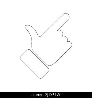 Pointeur de doigt. Icône de ligne de main. Silhouette de geste de bras noir. Illustration de Vecteur