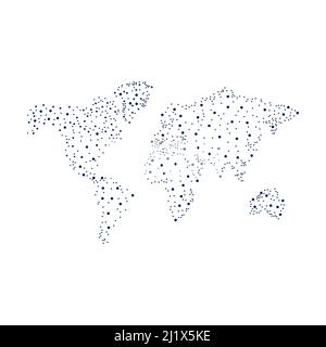 Carte du monde avec formes triangulaires connectées. Symbole de mise en plan de la ligne de terre continue. Illustration de Vecteur