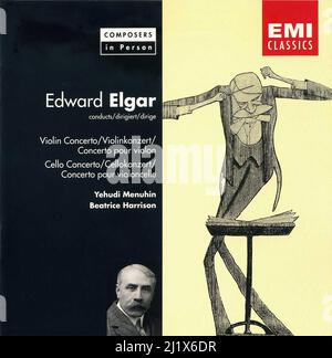 Couverture de l'album CD. 'Concerto pour violon et Concerto pour violoncelle'. Edward Elgar. Yehudi Menuhin. Beatrice Harrison. Banque D'Images