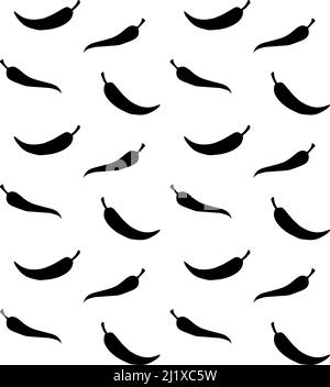 Motif vectoriel sans couture représentant une silhouette de piment noir isolée sur fond blanc Illustration de Vecteur