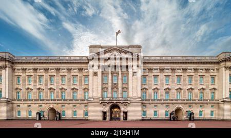 Façade extérieure est Buckingham Palace, Londres. Banque D'Images
