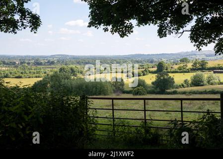 Surplombant Otmoor, une zone de basse altitude de terres humides et un habitat pour les oiseaux, Oxfordshire, Royaume-Uni Banque D'Images