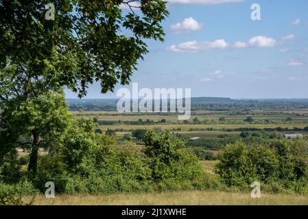 Surplombant Otmoor, une zone de basse altitude de terres humides et un habitat pour les oiseaux, Oxfordshire, Royaume-Uni Banque D'Images