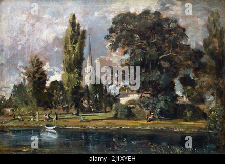 Cathédrale de Salisbury et Leadenhall de la rivière Avon par John Constable (1776-1837), huile sur toile, 1820 Banque D'Images