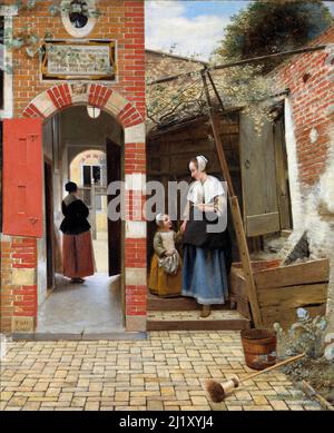 Pieter de Hooch. 'La cour d'une maison à Delft' par le peintre hollandais de l'âge d'or, Pieter de Hooch (1629-1684), huile sur toile, 1658 Banque D'Images