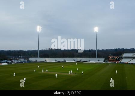 CHESTER LE STREET, ROYAUME-UNI. MAR 28th Une vue générale du jeu pendant le match amical entre Durham et Yorkshire à Emirates Riverside, Chester le Street, le lundi 28th mars 2022. (Crédit : will Matthews | MI News) crédit : MI News & Sport /Alay Live News Banque D'Images