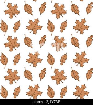 Motif vectoriel sans couture de feuilles d'automne brunes Illustration de Vecteur