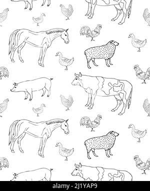 Motif vectoriel sans couture des animaux domestiques Illustration de Vecteur