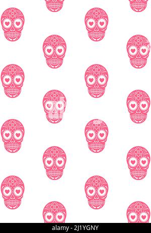 Motif vectoriel sans couture du crâne de sucre rose Illustration de Vecteur
