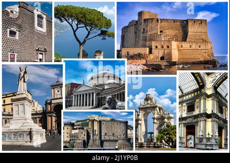 Carte postale de l'une des plus belles villes d'Italie et du monde : Naples, Campanie, Italie Banque D'Images