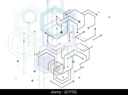 Schéma de réseau scientifique avec lignes et points de connexion Illustration de Vecteur