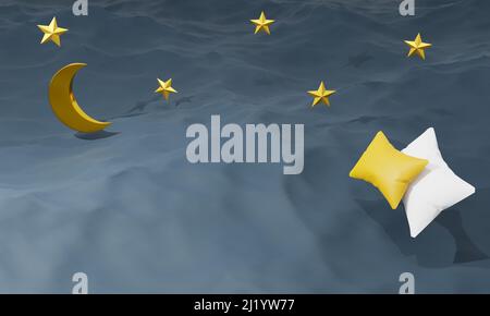 3D Journée internationale du sommeil. Santé circadienne. Sommeil sain. 3d rendu de l'illustration Banque D'Images