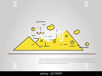 Paysage linéaire plat. Arrière-plan abstrait avec élément linéaire plat Illustration de Vecteur