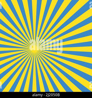 Arrière-plan de rayons du soleil. Arrière-plan dans les couleurs du drapeau ukrainien. Illustration vectorielle. Arrière-plan bleu et jaune abstrait Illustration de Vecteur