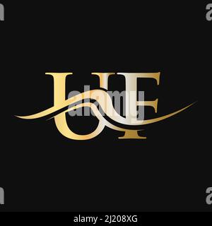 Logo lettre UF. Modèle de logotype UF initial pour le logo de l'entreprise Illustration de Vecteur