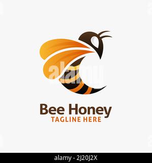 Inspiration design logo abeille Illustration de Vecteur