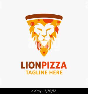Logo de la pizza au lion Illustration de Vecteur