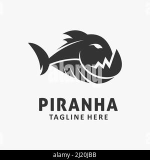 Logo de poisson Piranha Illustration de Vecteur
