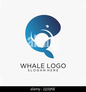 Logo Jump Whale Illustration de Vecteur