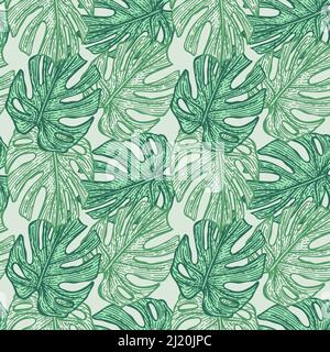 Motif de feuilles de Monstera tropical sans couture. La jungle laisse le fond. Texture exotique répétée pour l'impression, le tissu, le papier d'emballage, la mode, etc Illustration de Vecteur