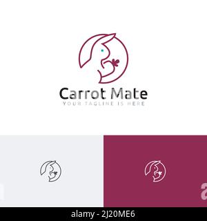 Lapin en forme de lapin en forme de lapin mignon de Caroute Mate logo de style monoline animale Illustration de Vecteur