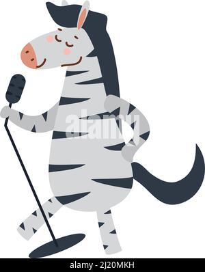 zebra chantant avec microphone Illustration de Vecteur