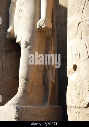 Détail d'une ancienne statue à l'intérieur du temple de Louxor. Égypte Banque D'Images