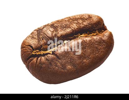 Grains de café isolés sur fond blanc, gros plan sur les grains de café Banque D'Images