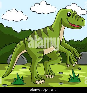 Illustration du dessin animé coloré du Dinosaur Velociraptor Illustration de Vecteur