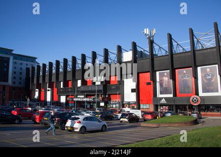 Le stade de football de Sheffield United, Bramall Lane, à Sheffield, dans le Yorkshire, au Royaume-Uni Banque D'Images