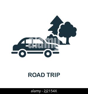 Icône trajet sur route. Icône de voyage simple monochrome pour modèles, conception Web et infographies Illustration de Vecteur