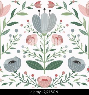 Motif botanique avec fleurs et plantes des prés Illustration de Vecteur